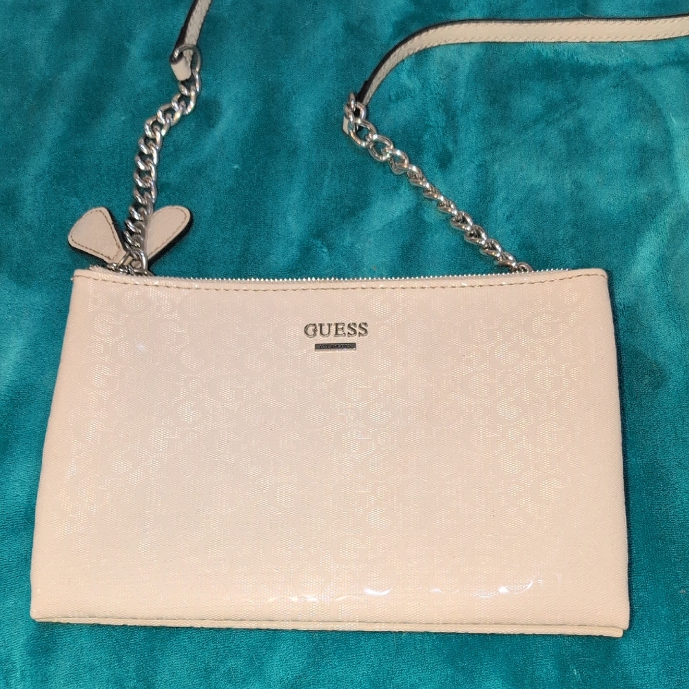GUESS Ivory Crossbody Bag with Silver Chain
